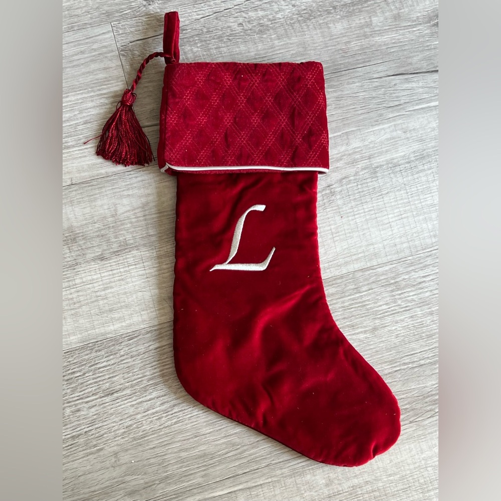 Red Christmas Stocking Initial L